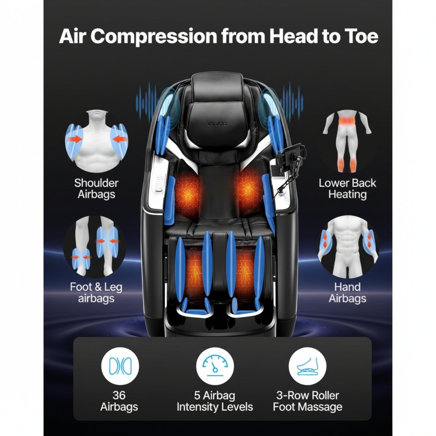 Massage Chair Full Body 3D/4D Massage Recliner W/ Sl-Track & Yoga Stretch