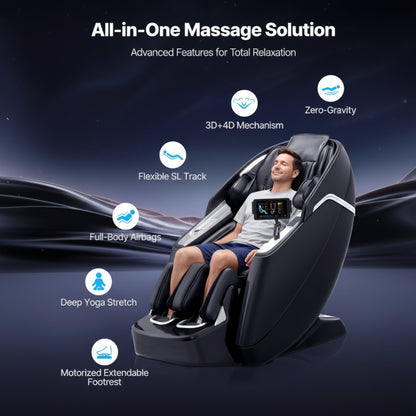 Massage Chair Full Body 3D/4D Massage Recliner W/ Sl-Track & Yoga Stretch