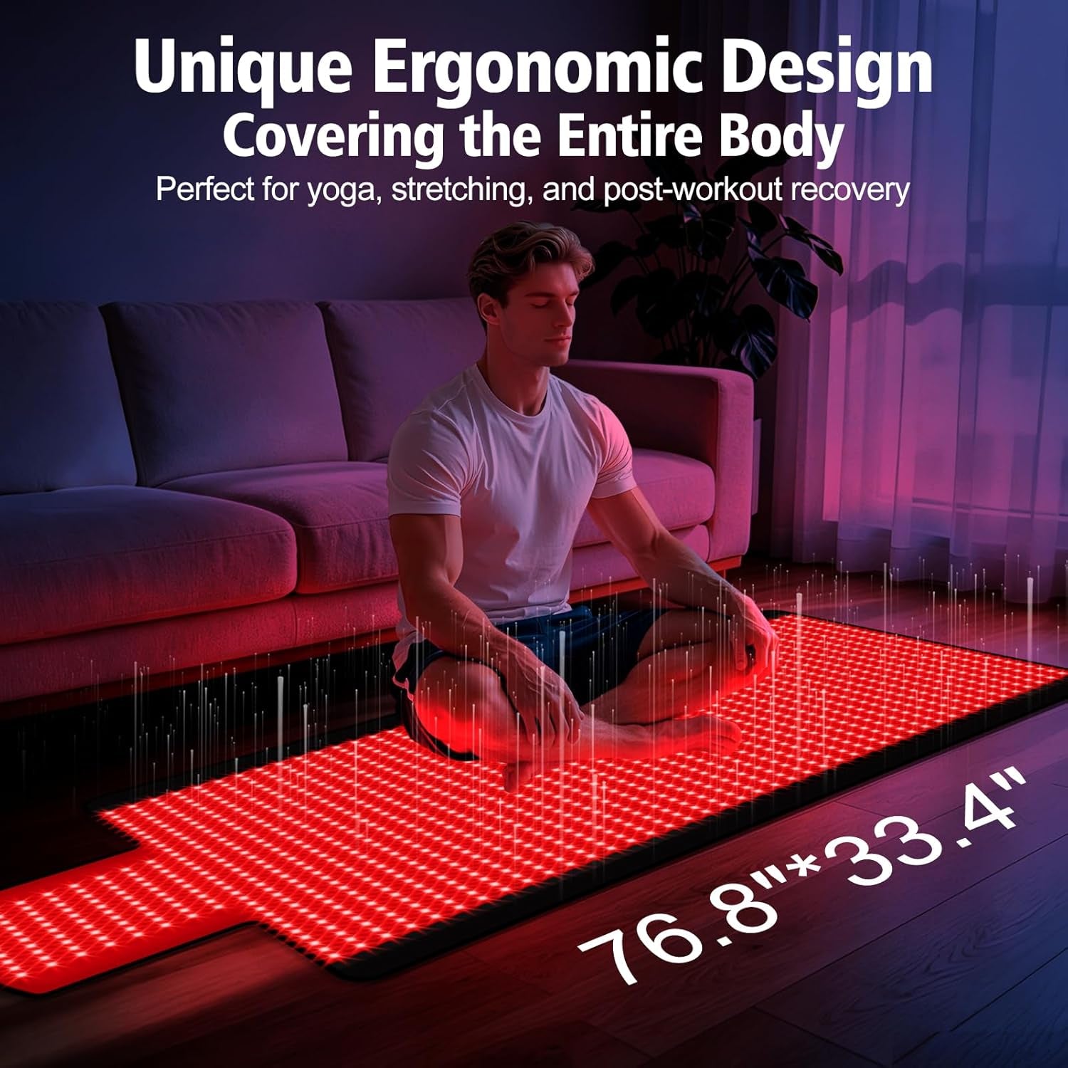 Red Light Therapy Mat for Full Body, Red Light Therapy Blanket, 2 in 1 Leds (660Nm & 850Nm) for Home Use, 3 Modes & Adjustable Timer, 76.8'' X 33.4''