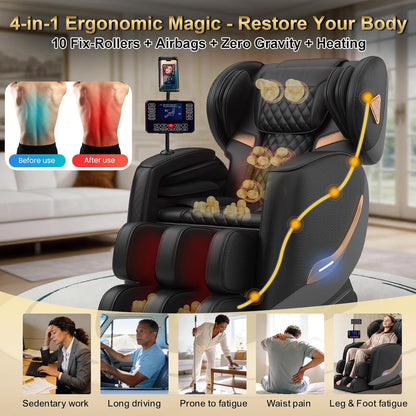 2026 Massage Chair Full Body, Zero Gravity Massage Chair Recliner - Upgraded 10-Point Roller, Heating, Airbags, Foot Roller, Shiatsu Full Body Massage Chairs, Gift for Parent