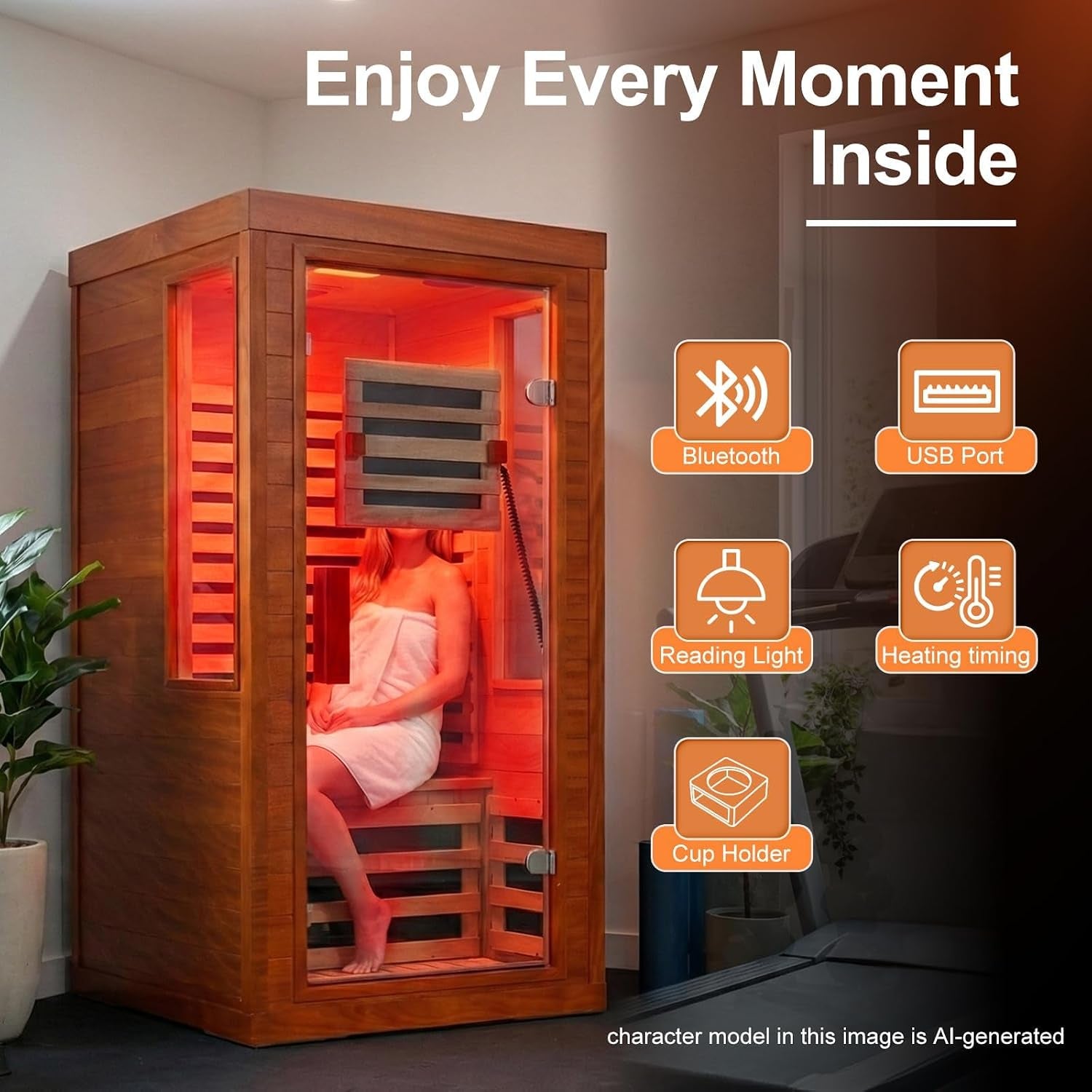 Infrared Sauna with Fda-Certified Red Light Therapy 660Nm & 850Nm | Full Spectrum, 1.4 Mg Ultra Low EMF, Fast Heat-Up, Canadian Hemlock, 7 PCS Carbon Fiber Heaters, Easy Assembly, 1170W 110V