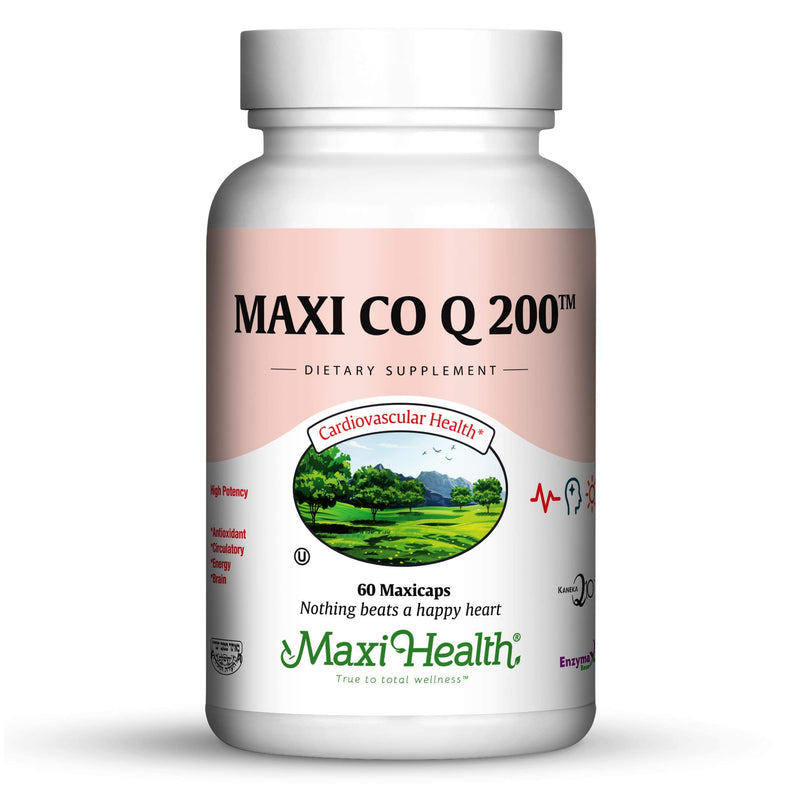 Maxi Health CO Q10 200mg - Coenzyme Q10 Supplement - Heart Health - 60 Capsules - Kosher