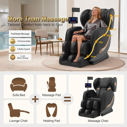 2026 Massage Chair Full Body, Zero Gravity Massage Chair Recliner - Upgraded 10-Point Roller, Heating, Airbags, Foot Roller, Shiatsu Full Body Massage Chairs, Gift for Parent