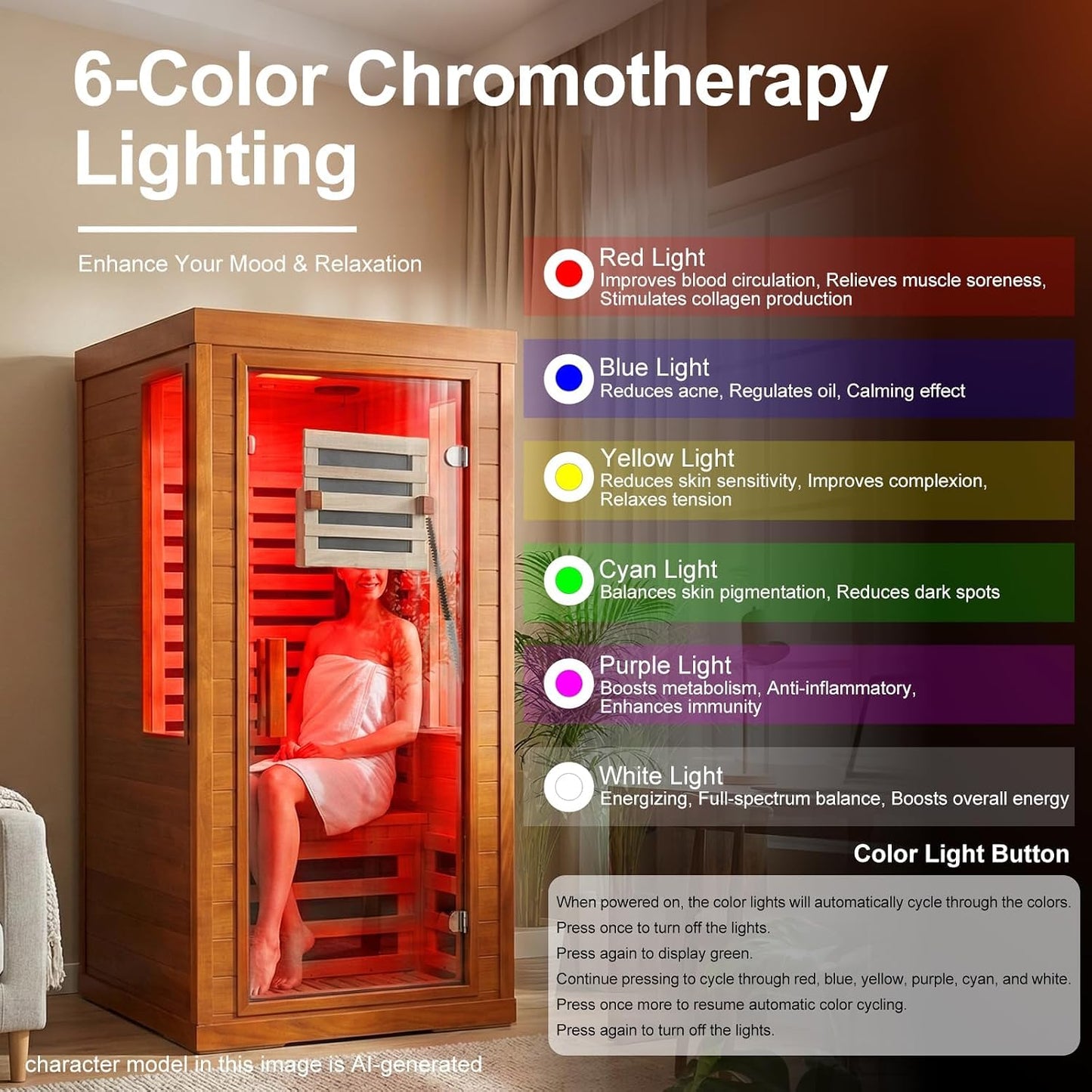 Infrared Sauna with Fda-Certified Red Light Therapy 660Nm & 850Nm | Full Spectrum, 1.4 Mg Ultra Low EMF, Fast Heat-Up, Canadian Hemlock, 7 PCS Carbon Fiber Heaters, Easy Assembly, 1170W 110V