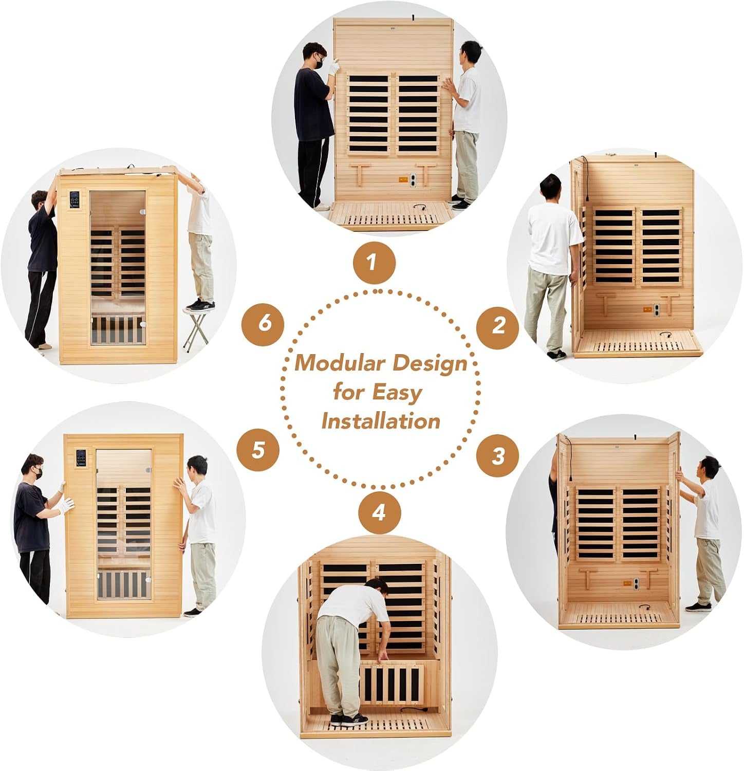 2024 Upgrade 1 to 2 Person Infrared Sauna, Low EMF Infrared Sauna for Home, Indoor Sauna Room, Hemlock Wooden Far Infrared Sauna, Dry Sauna with Bluetooth Speakers, LED Reading and Chromotherapy Lamp