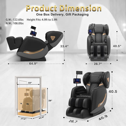 2026 Massage Chair Full Body, Zero Gravity Massage Chair Recliner - Upgraded 10-Point Roller, Heating, Airbags, Foot Roller, Shiatsu Full Body Massage Chairs, Gift for Parent