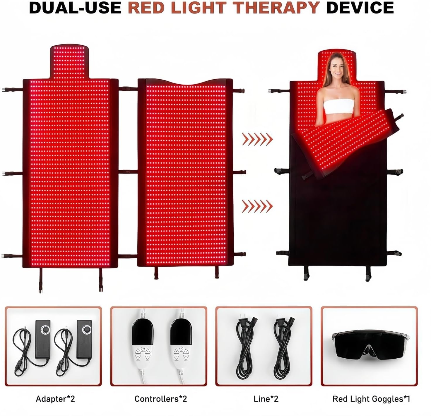 Red Light Therapy Mat for Full Body Pain Relief 75" X 35'' | Infrared Red Light Therapy Blanket for Face and Body with 2570 Dual-Wave Leds (660Nm & 850Nm)