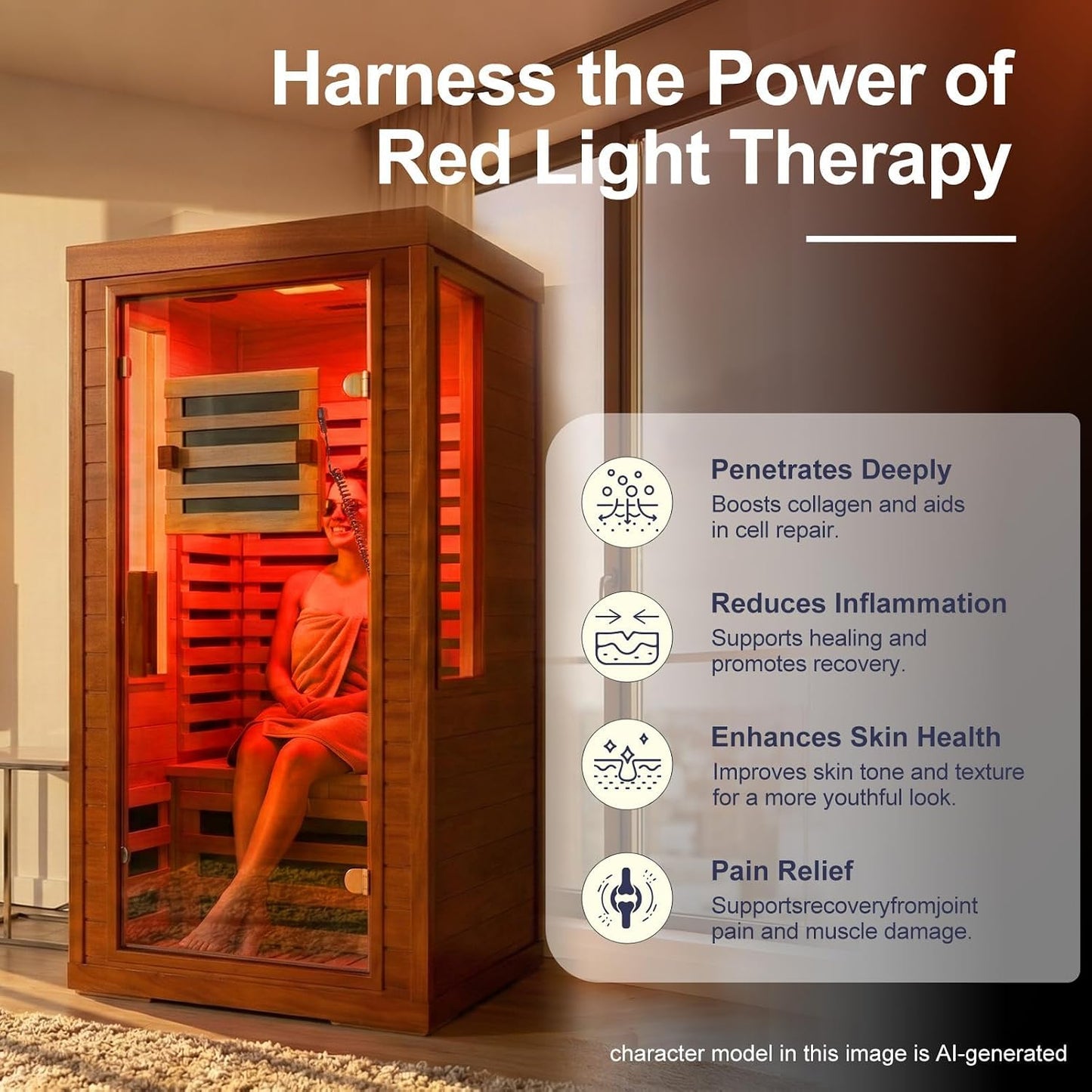 Infrared Sauna with Fda-Certified Red Light Therapy 660Nm & 850Nm | Full Spectrum, 1.4 Mg Ultra Low EMF, Fast Heat-Up, Canadian Hemlock, 7 PCS Carbon Fiber Heaters, Easy Assembly, 1170W 110V